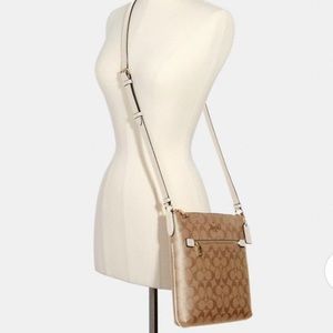 Coach Rowan File Bag Signature Canvas Khaki Chalk Crossbody Bag